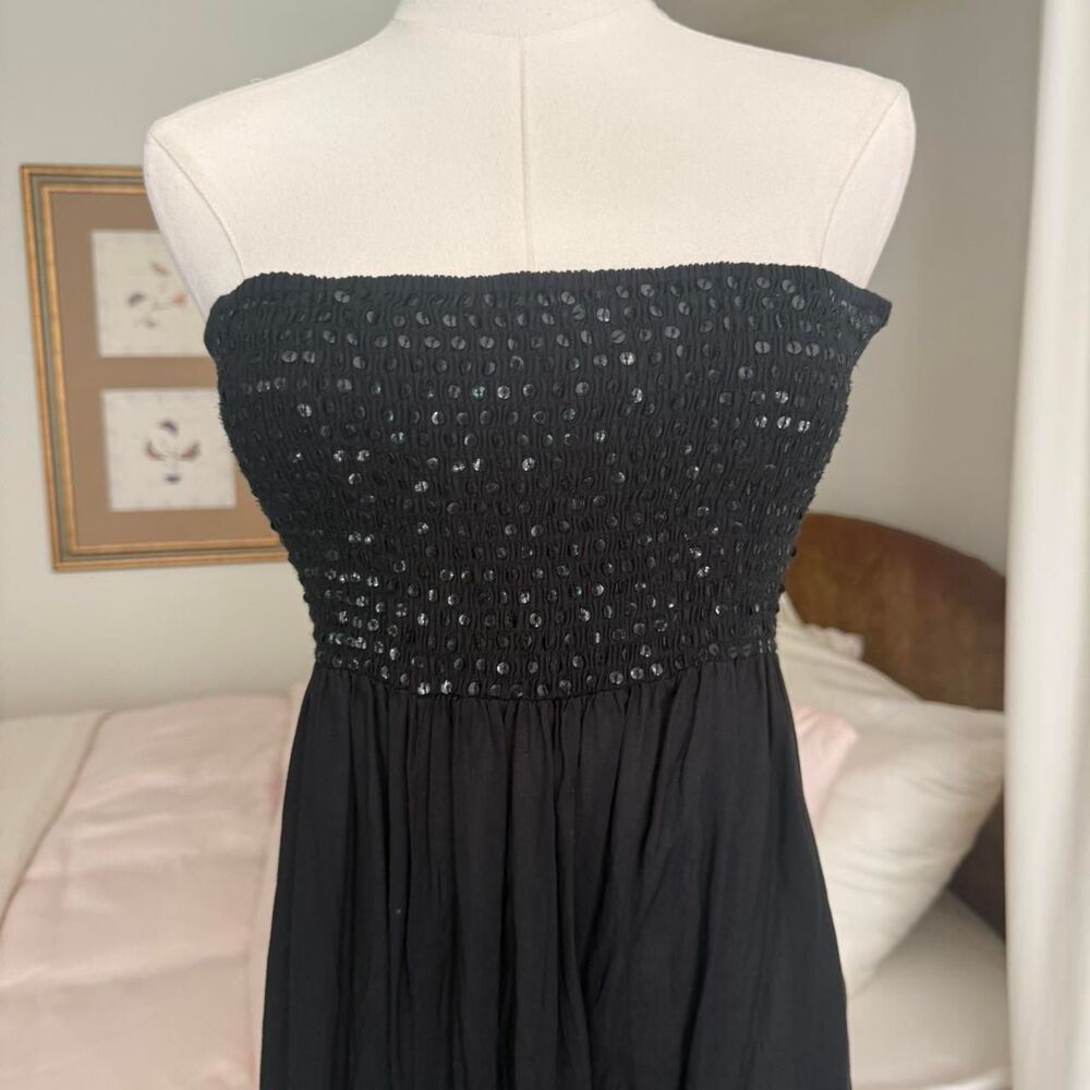 Boston Proper Black Strapless Maxi Dress Y2K Resortcore Boho